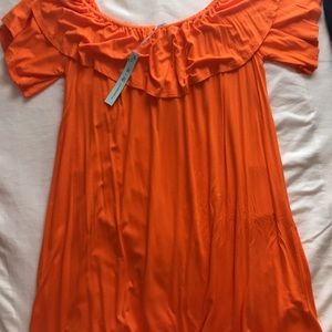 Off the shoulder orange dress